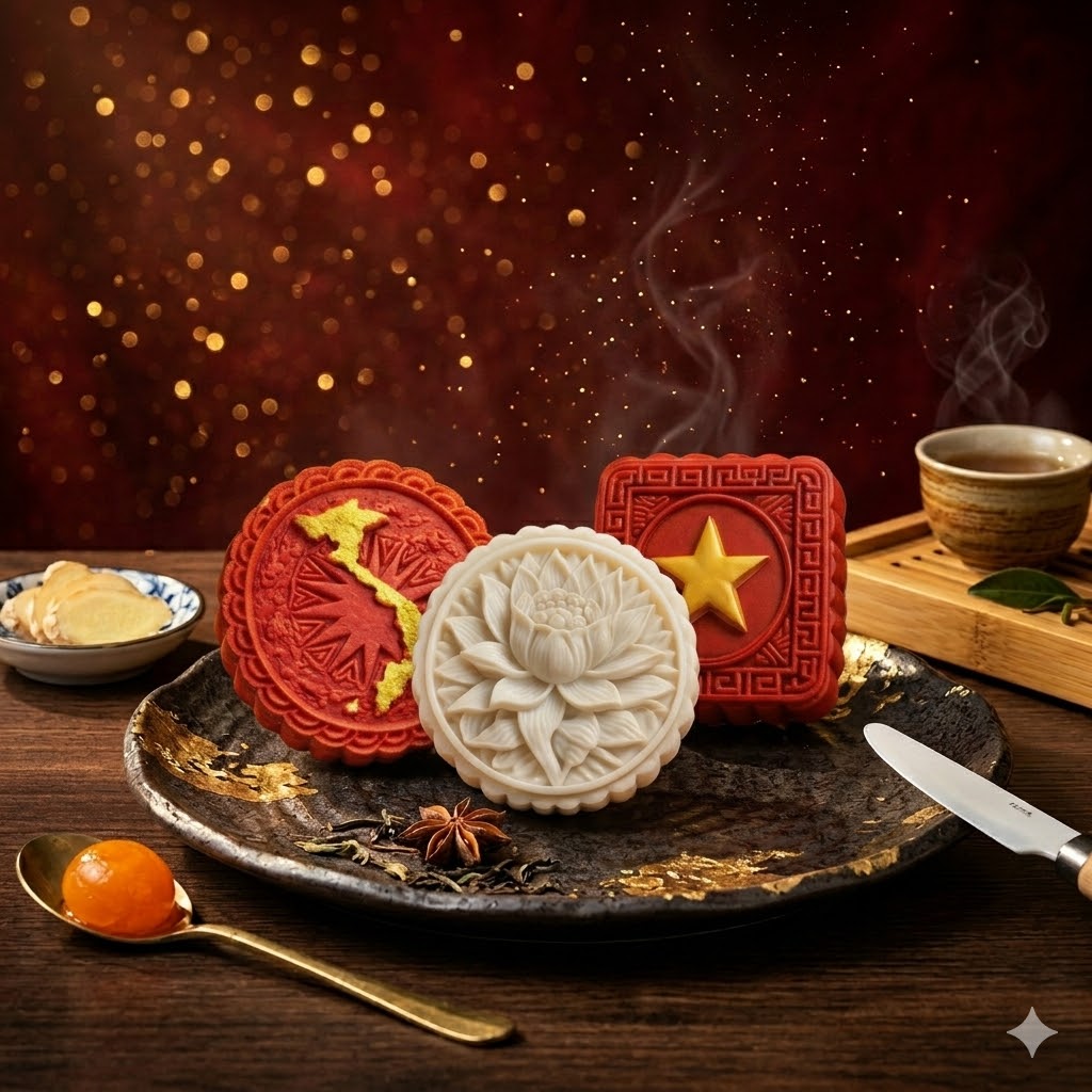 Bánh Yêu Nước Baki Foods - Bánh nướng khuôn Bản đồ Việt Nam và Cờ Đỏ Sao Vàng